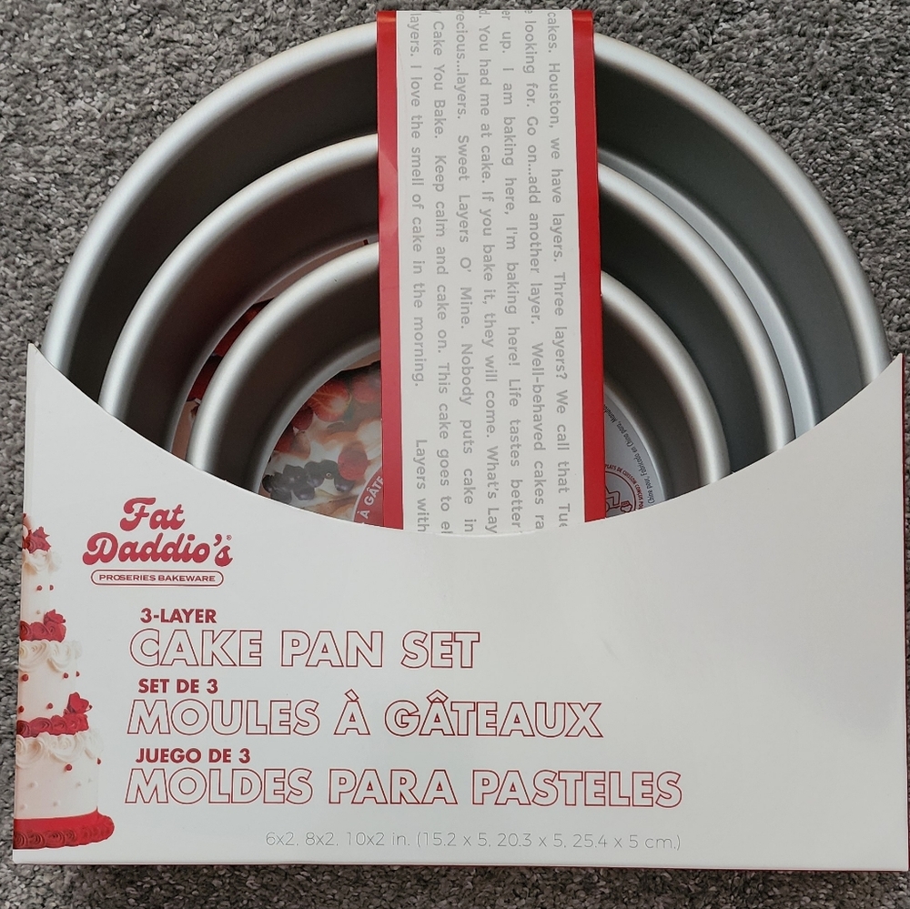 Round 3 Tier Cake Pan Set, Fat Daddio ProSeries Aluminum bakeware 6,8,10" NIB!